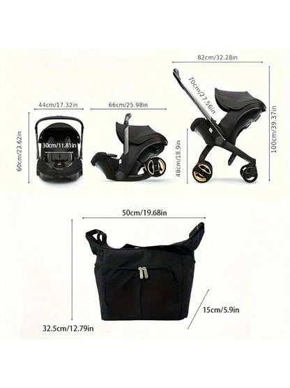 Baby Stroller with a Bag, without Latch Base, Stroller for Newborn, Multi Functional Newborn Stroller, Toddler Stroller with Reversible Stroller Seat, Black
