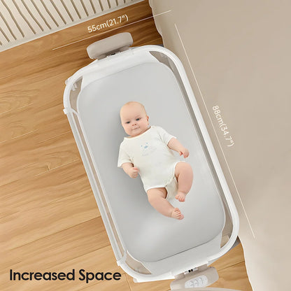 Bassinet,Electric Rocking Bassinet,Bedside Co-Sleeper,Unisex Baby Travel Bed with Wheels(Khaki)