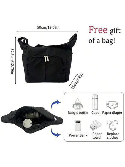 Baby Stroller with a Bag, without Latch Base, Stroller for Newborn, Multi Functional Newborn Stroller, Toddler Stroller with Reversible Stroller Seat, Black