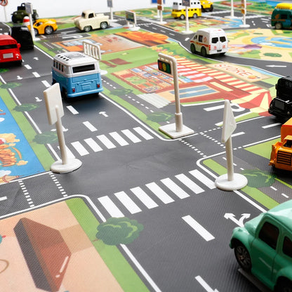 Kids Rug Children Toy Car Rug Town Road Map Cars City Play Mat Street Carpet Mat