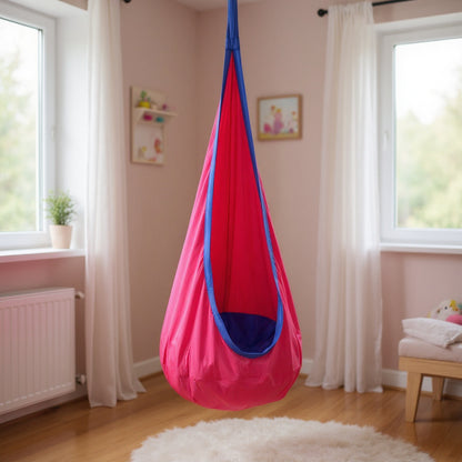 Kids Hanging Chair with Inflatable Cushion – Portable Parachute Cloth Swing Seat for Indoor & Outdoor Fun